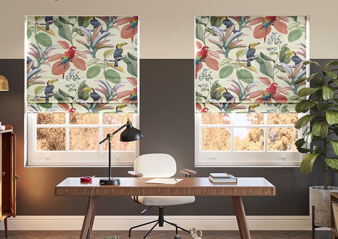 Parakeet Faux Silk, Pink Lotus - Motorised Roman Blind - Image 3